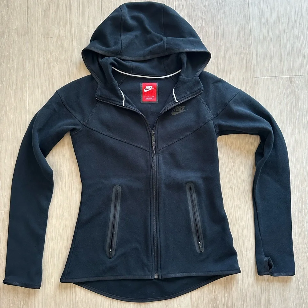 Nike Black Zip Up Hoodie Women’s S Athletic Hooded Sweatshirt